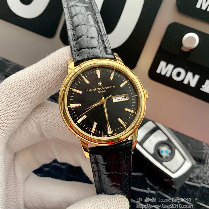 江詩丹頓 Vacheron Constantin 傳承系列 經典大三針 自動機械 小牛皮錶帶 精選男士腕表  wssb3854